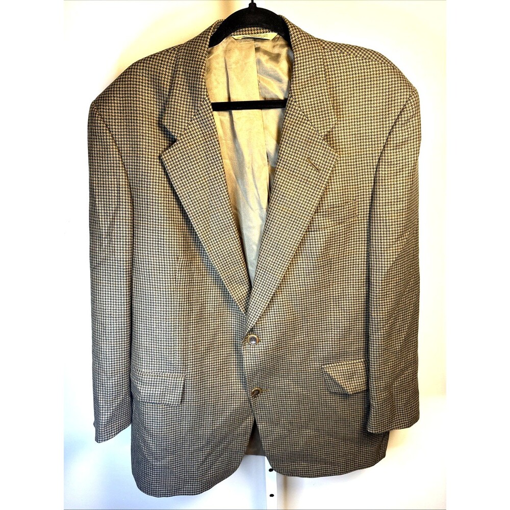 Vtg Lord & Taylor Evan-Picone Sport Coat 42R 100% Worsted Wool Houndstooth Blaze